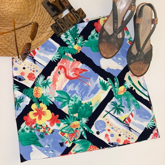 TALBOTS Kitschy Vacation Print A-Line Skirt - Picture 1 of 12